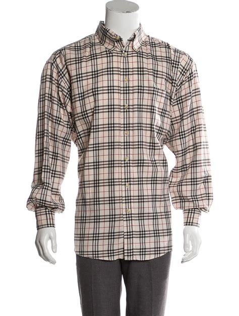 red burberry button up|Burberry button up long sleeve.